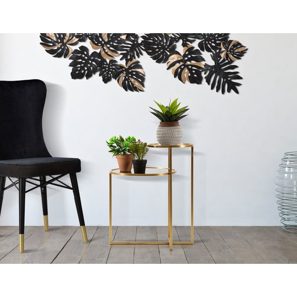 Măsuță de cafea neagră/aurie rotundă 40x50 cm - Mauro Ferretti-image-1