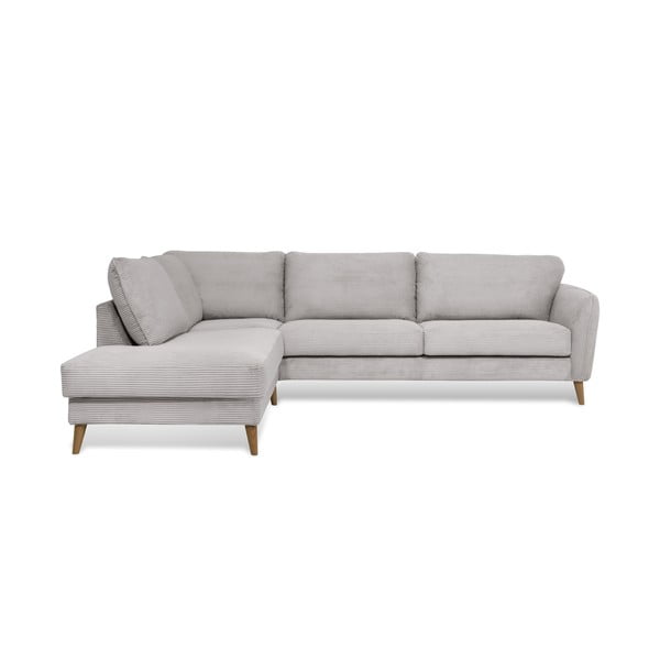 Colțar gri deschis cu tapițerie din catifea reiată  (cu colț pe partea stângă ) Paris – Scandic