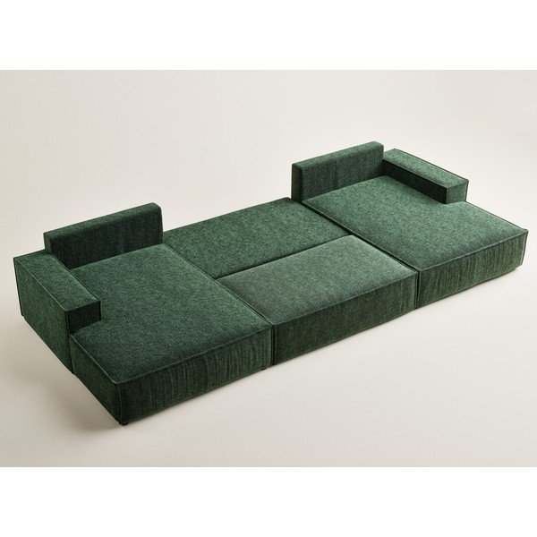 Colțar verde închis extensibil/cu spațiu de depozitare cu tapițerie din chenille (în formă de "U") Kyoto – Maison de Rêve-image-3