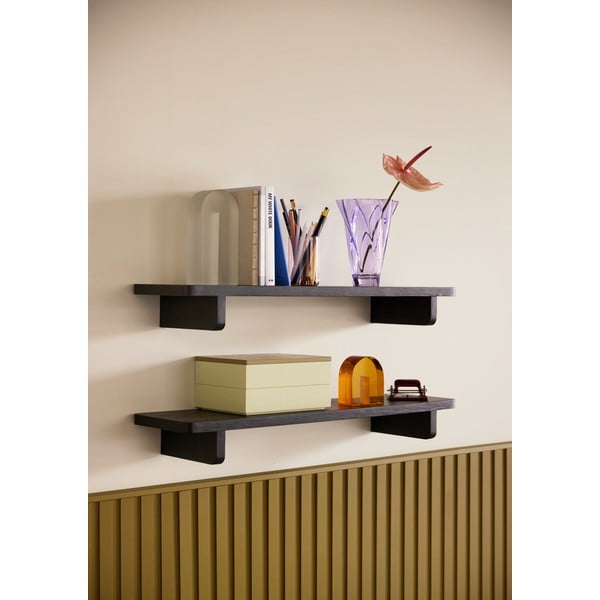 Raft negru cu aspect de lemn de stejar 80 cm Poke – Hübsch-image-2