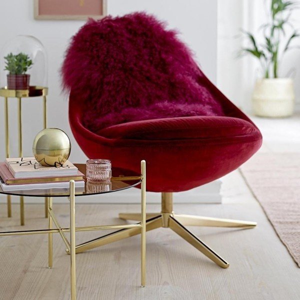 Blană de miel mongolian Bloomingville Mongolian, roșu închis-image-1