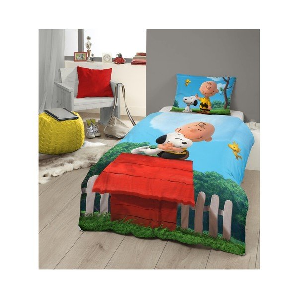 Lenjerie de pat pentru copii Muller Textiels Snoopy House, 140 x 200 cm, bumbac-image-1