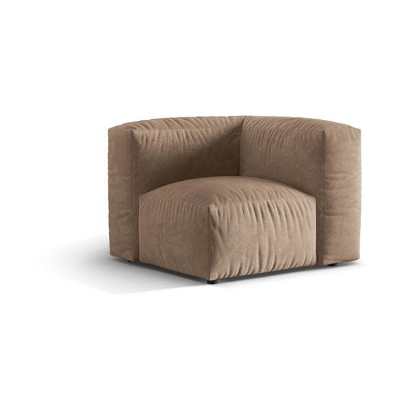 Modul pentru canapea modulară maro deschis cu tapițerie din catifea (cu colț variabil) Martina – Micadoni -image-1