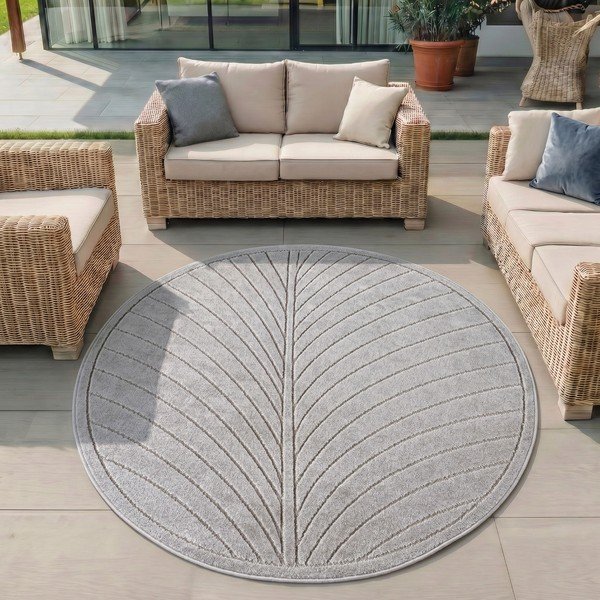 Covor pentru exterior și interior argintiu rotund ø 120 cm Nova 1204 – Ayyildiz Carpets-image-1