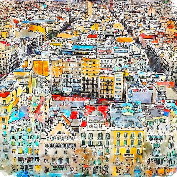 Tablou 30x30 cm Barcelona – Fedkolor