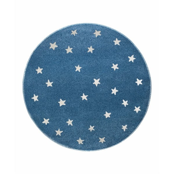 Covor rotund KICOTI Stars, ø 133 cm, albastru-alb