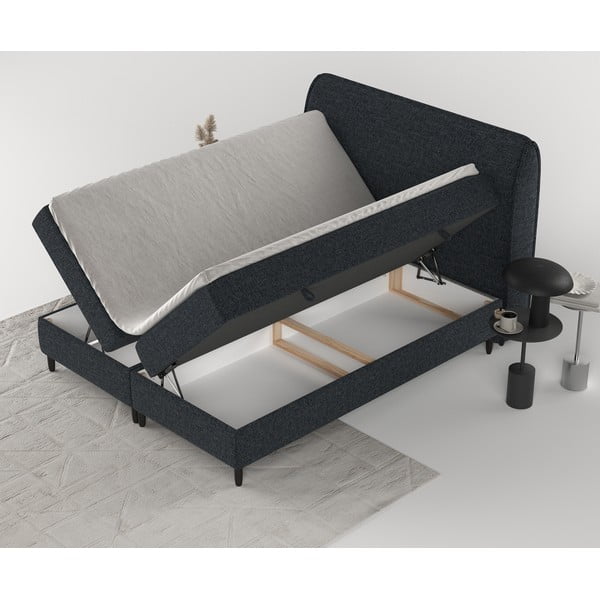 Pat boxspring negru cu spațiu de depozitare 180x200 cm Melba – Maison de Rêve-image-3