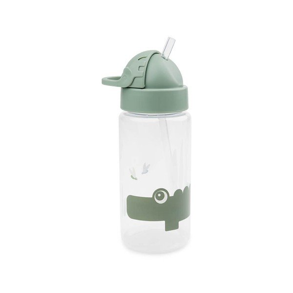 Sticlă cu pai verde pentru copii 0,35 l Croco - Done by Deer-image-1