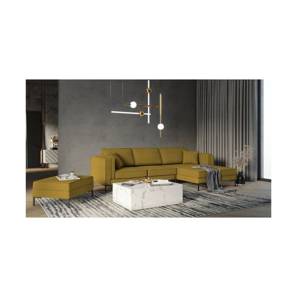 Colțar cu șezlong parte dreaptă Milo Casa Attilio, galben-image-3