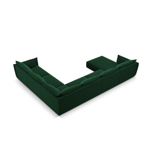 Colțar verde închis cu tapițerie din catifea (cu colț pe partea dreaptă, în formă de "U") Vanda – Mazzini Sofas-image-3