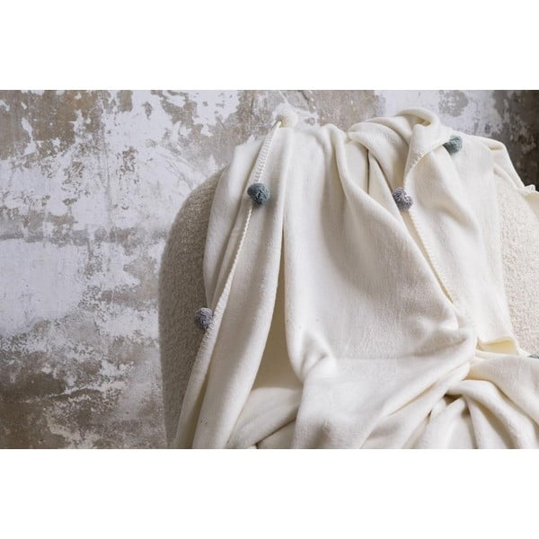 Cuvertură crem din polar, fleece 150x200 cm Pom Pom – Mijolnir-image-3