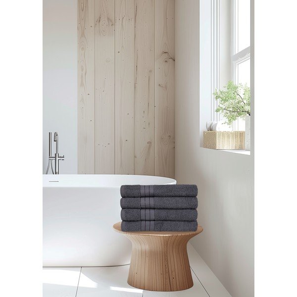 Prosoape gri-antracit 4 buc. din bumbac din frotir 50x100 cm – Good Morning-image-4