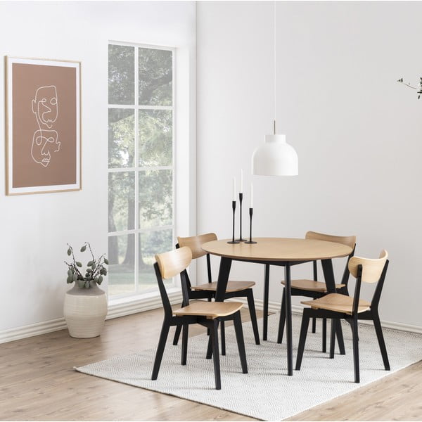 Scaun de dining negru/în culoare naturală cu aspect de lemn de stejar Roxby – Actona-image-1