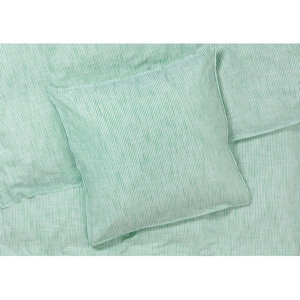 Lenjerie de pat albă/verde din bumbac organic pentru pat dublu/extinsă 200x220 cm Monochrome Lines – JUNA-image-1