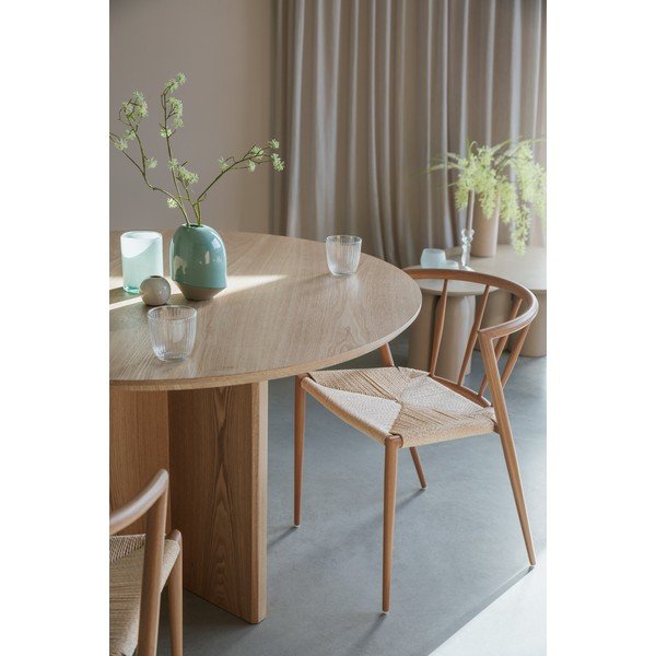 Masă de dining rotundă cu aspect de lemn de stejar ø 120 cm Laurent – White Label-image-1