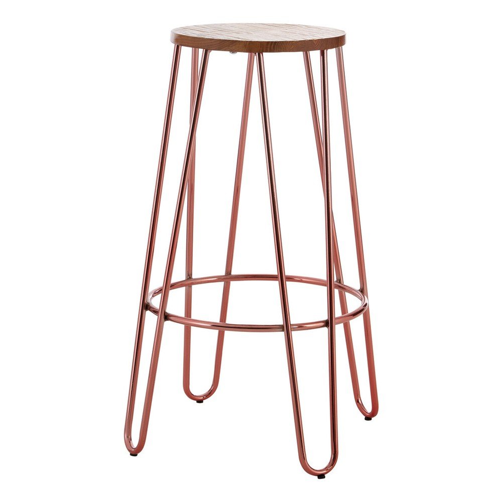 Scaun de bar în culoare naturală/roz auriu din lemn de ulm (înălțime șezut 75 cm) District – Premier Housewares