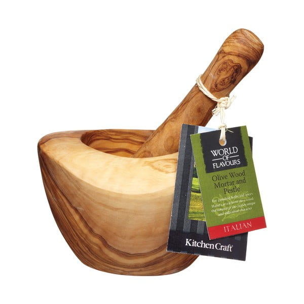 Mojar cu pistil din lemn de măslin Kitchen Craft Italian-image-1