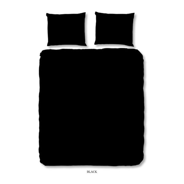 Lenjerie de pat din bumbac Good Morning Uni, 200 x 240 cm, negru