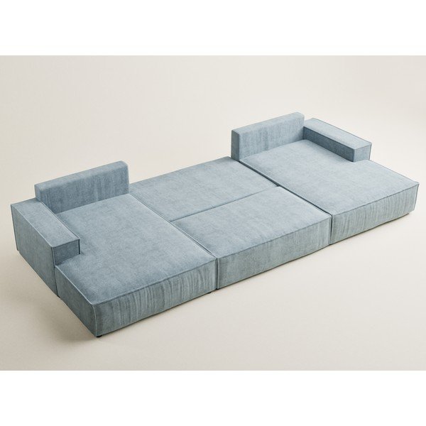 Colțar albastru deschis extensibil/cu spațiu de depozitare cu tapițerie din chenille (în formă de "U") Kyoto – Maison de Rêve-image-3