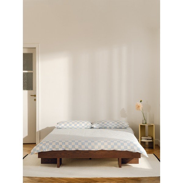 Husă de pilotă albastru-deschis/crem din bumbac satinat pentru pat de o persoană 140x200 cm Plu – noo.ma-image-3