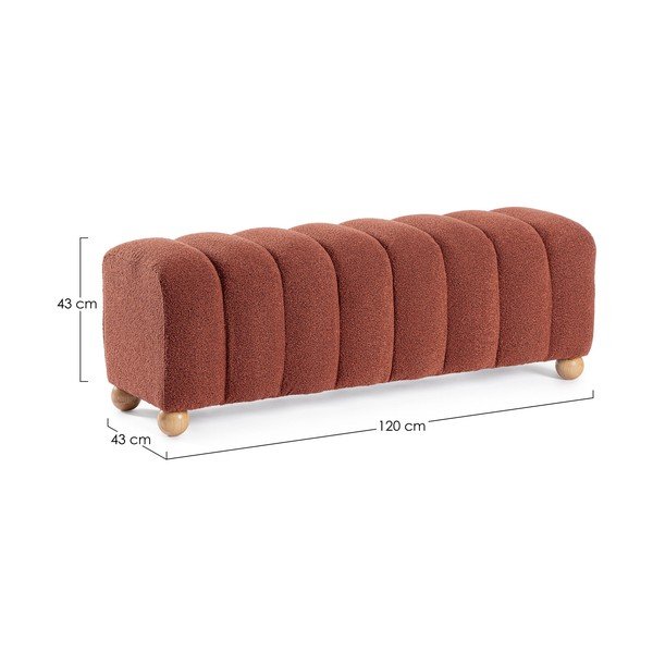 Bancă teracotă capitonată cu tapițerie din țesătură bouclé Zora – Bizzotto-image-4