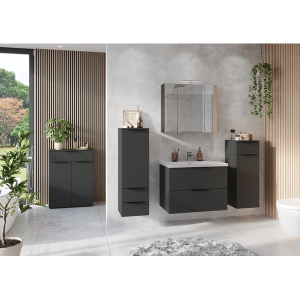 Dulap cu chiuvetă gri antracit suspendat cu aspect mat 81x65 cm Crandon – Germania-image-2