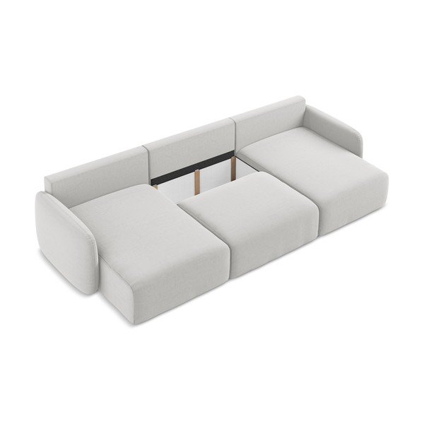 Colțar gri deschis extensibil/cu spațiu de depozitare cu tapițerie din catifea (în formă de "U") Kalena – Makamii-image-4