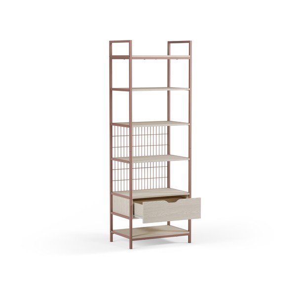 Bibliotecă teracotă din oțel 60x179,5x40 cm Amara – Marckeric-image-4