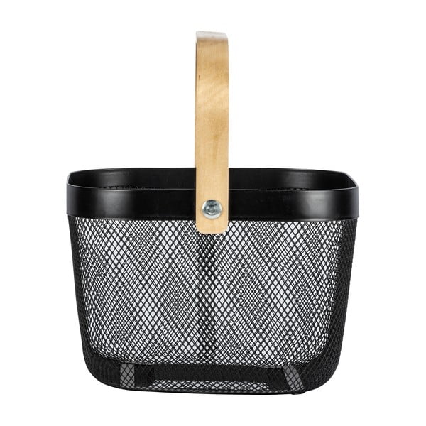 Organizator cu mâner din bambus pentru baie Wenko, negru-image-2