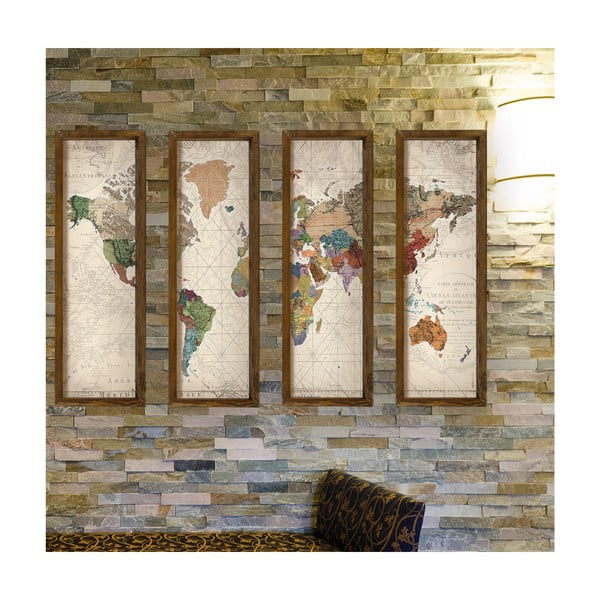 Tablou decorativ din mai multe piese World, 19 x 70 cm
