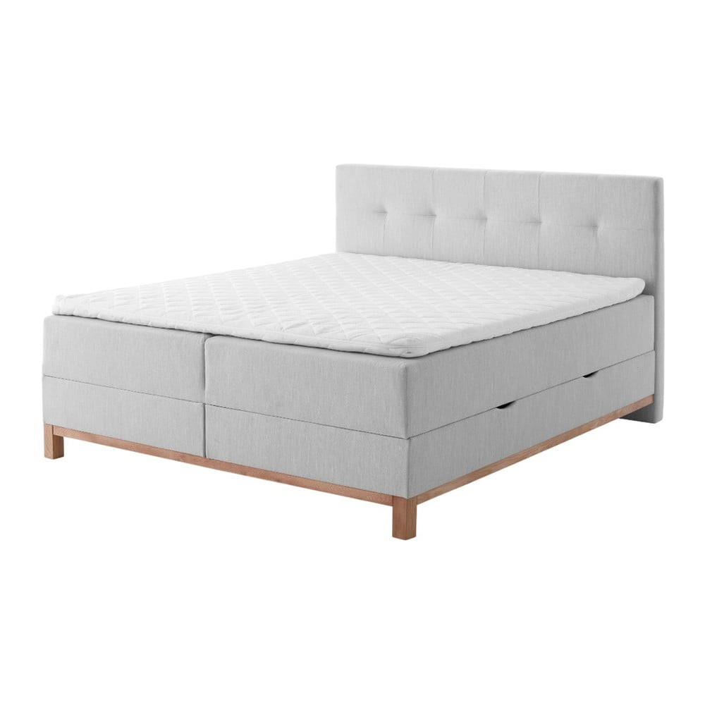 Pat boxspring gri cu spațiu de depozitare 180x200 cm Catania - Meise Möbel