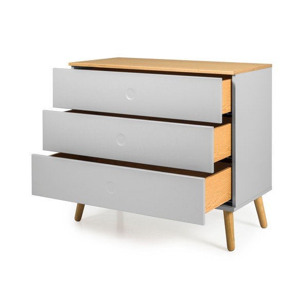 Comodă cu detalii în decor de stejar Tenzo Dot, 90 x 79 cm, gri-image-2