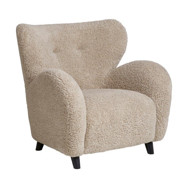 Fotoliu bej cu tapițerie din țesătură bouclé Carlino – House Nordic