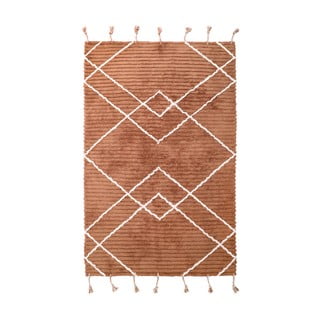 Covor lucrat manual din bumbac Nattiot Lassa, 100 x 150 cm, maro