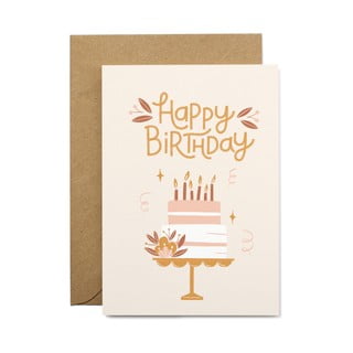 Felicitare zi de naștere cu plic din hârtie reciclată Printintin Happy Birthday, format A6