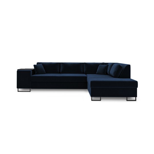 Colțar extensibil din catifea cu extensie pe partea dreaptă Cosmopolitan Design York, albastru-image-3