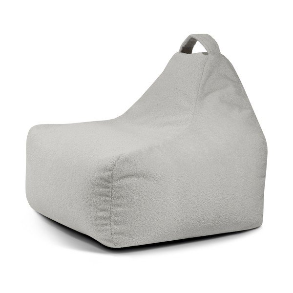 Fotoliu puf pentru copii gri deschis cu tapițerie din țesătură bouclé Game Amuse – SLOWDOWN