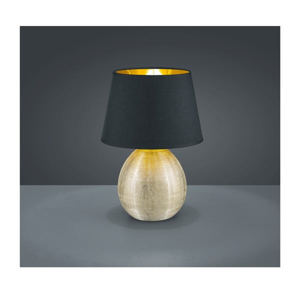 Veioză din ceramică și pânză Reality Luxor, înălțime 35 cm, negru-image-1