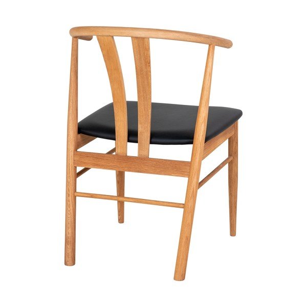 Scaun de dining negru/în culoare naturală din imitație de piele Artenara – House Nordic-image-2