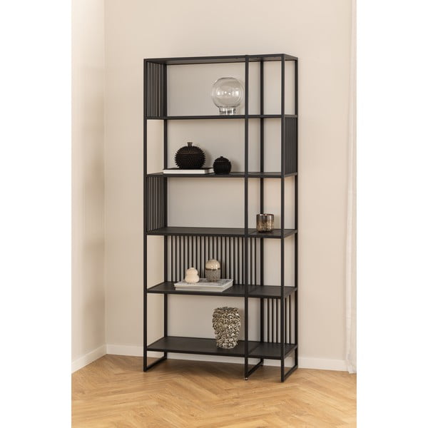 Bibliotecă neagră cu aspect de piatră 85x185 cm Strington – Actona-image-1