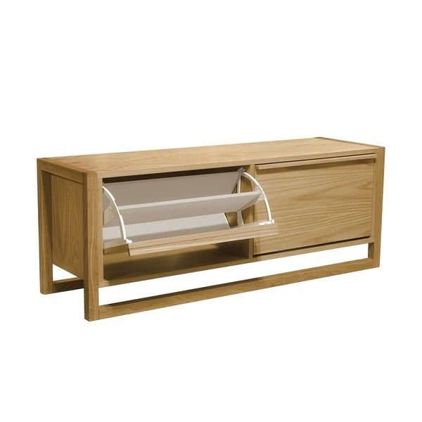 Pantofar în culoare naturală cu deschidere înclinată cu bancă cu aspect de lemn de stejar NewEst – Woodman-image-2