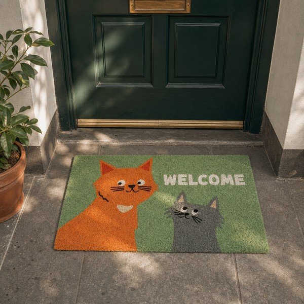 Covoraș de intrare din fibre de nucă de cocos 43x73 cm Nine Lives – Rex London-image-1