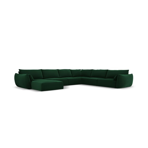 Colțar verde închis cu tapițerie din catifea (cu colț pe partea dreaptă, în formă de "U") Vanda – Mazzini Sofas-image-2