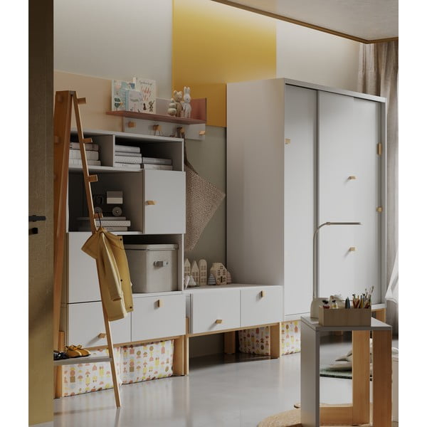 Comodă de copii gri deschis joasă 100x50 cm Cube - Pinio-image-1