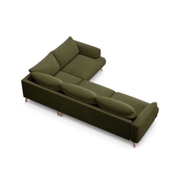 Colțar verde cu tapițerie din catifea (cu colț pe partea dreaptă/în formă de ”L”) Naomi – Micadoni -image-3