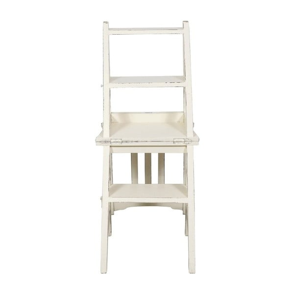 Scaun din lemn de mahon și scară, ambele într-un singur produs Biscottini Claudia, alb-image-1