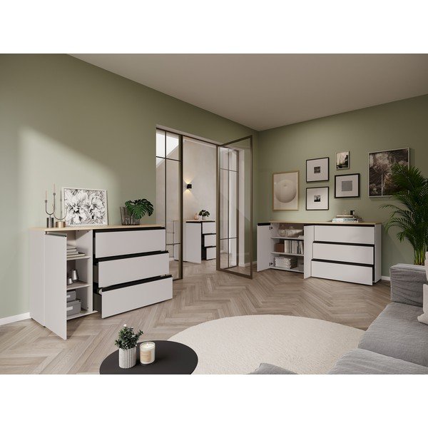 Comodă grej/în culoare naturală deschisă 135x91x41 cm Cormano – Germania-image-2