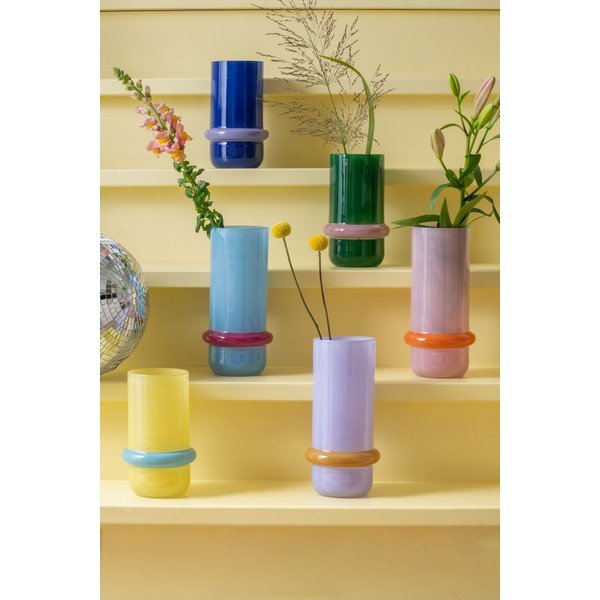 Vază albastru-deschis din sticlă (înălțime 28 cm) Animado Anillo – PT LIVING-image-1