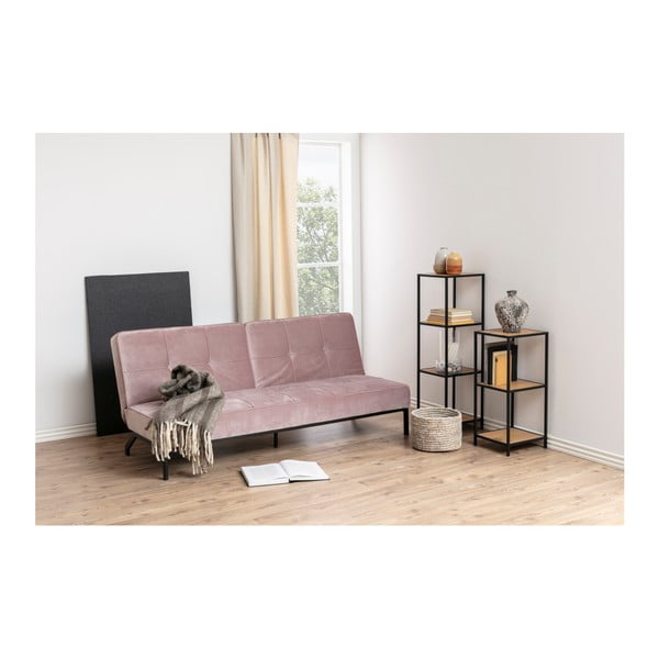 Bibliotecă neagră/în culoare naturală cu aspect de lemn de stejar 37x83 cm Seaford – Actona-image-3