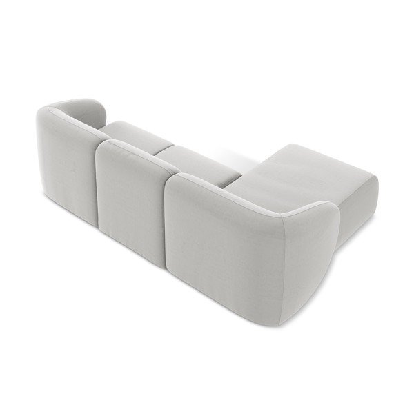 Colțar gri deschis cu tapițerie din catifea (cu colț pe partea stângă/cu șezlong) Lani – Makamii-image-3